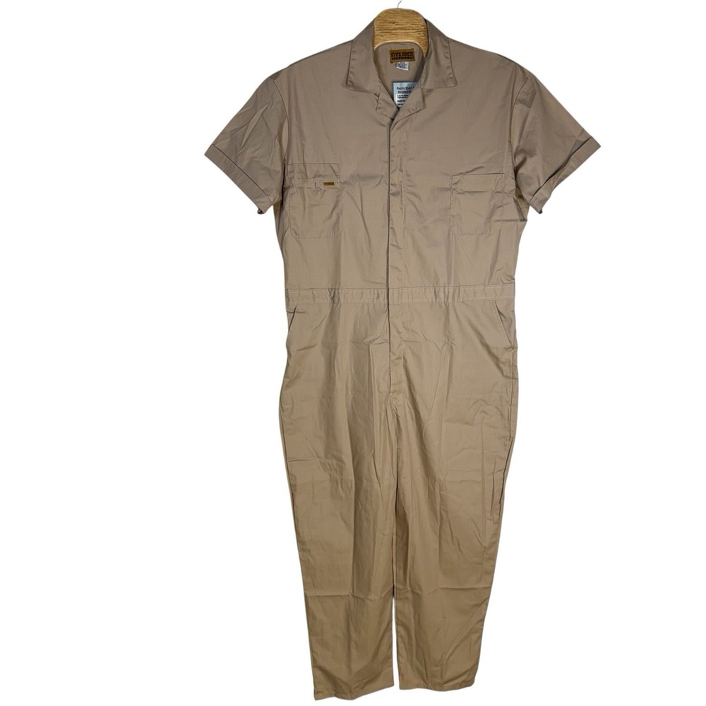 Five Rock Workwear Coveralls Men's 3XL Regular 31" Inseam Beige Zip Short Sleeve